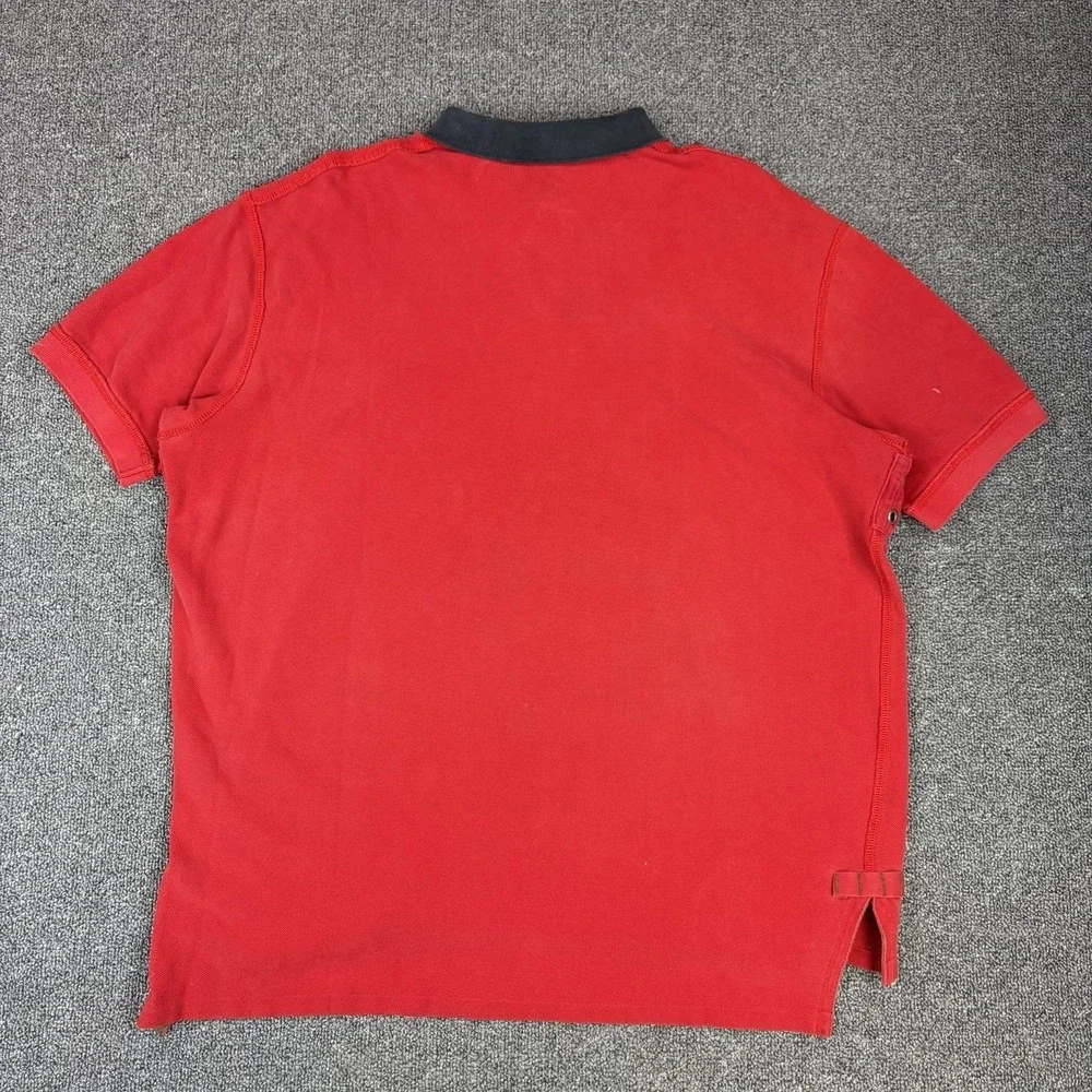POLO by Ralph Lauren Big Pony‎ Snap Button Rugby Polo Shirt Size XL Red Vented